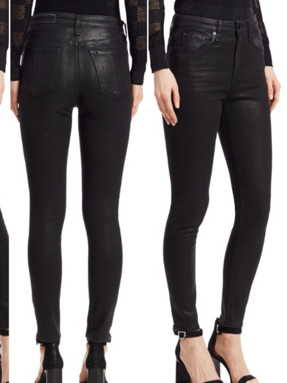 NWT Rag & Bone Nina High Rise Black Coated Skinny Ankle Jeans/Pants Size 30